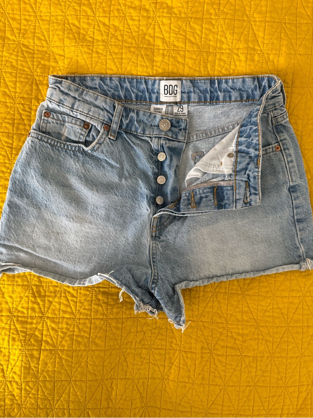 BDG Light Wash Denim Shorts - Pale Blue